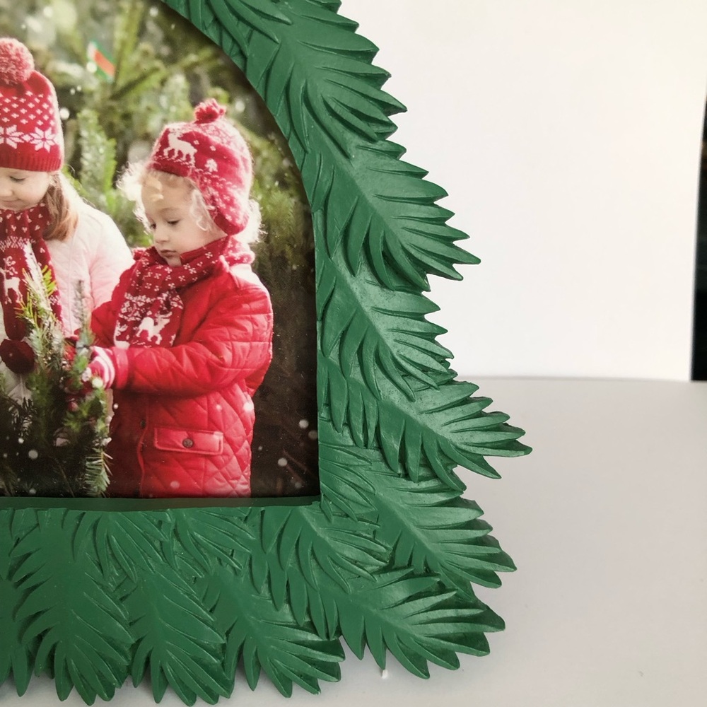 Christmas Tree Picture Frame Resin Isaac Jacobs 4x4 inch  photo Green gold star - Picture 3 of 8